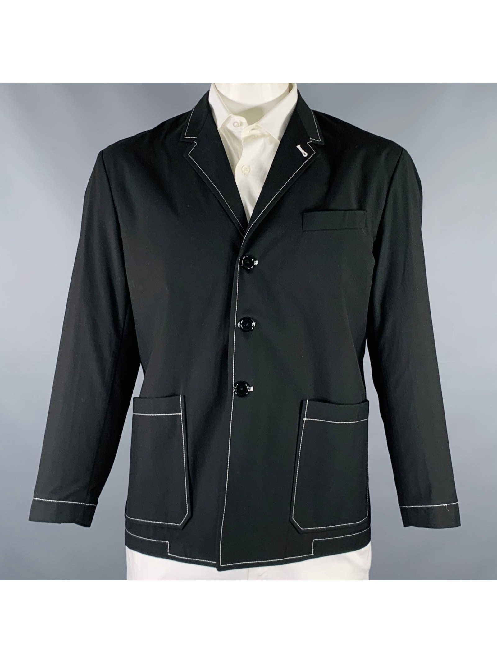 8 By Yoox Size 44 Black White Contrast Stitch Jacket